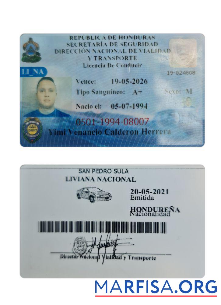 Downloadable Honduras driving license download for verification